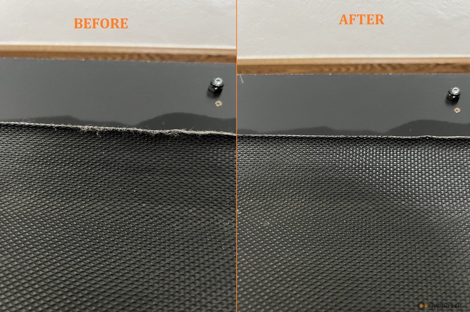 nordictrack treadmill belt before and after fray removal