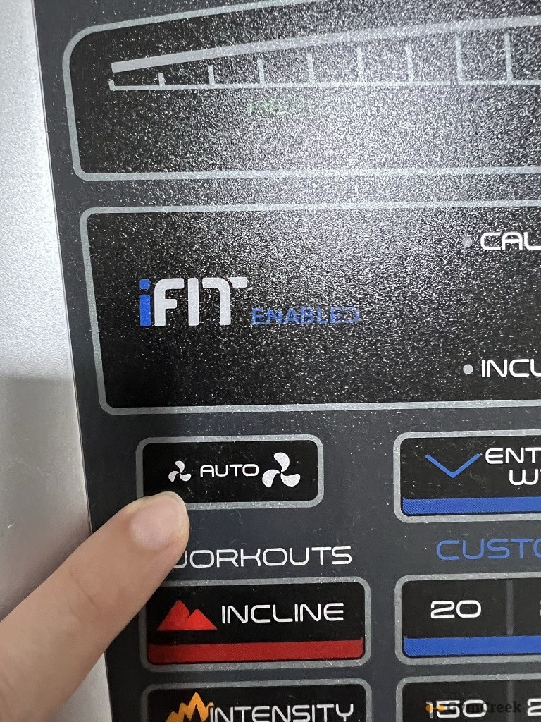 nordictrack treadmill fan button