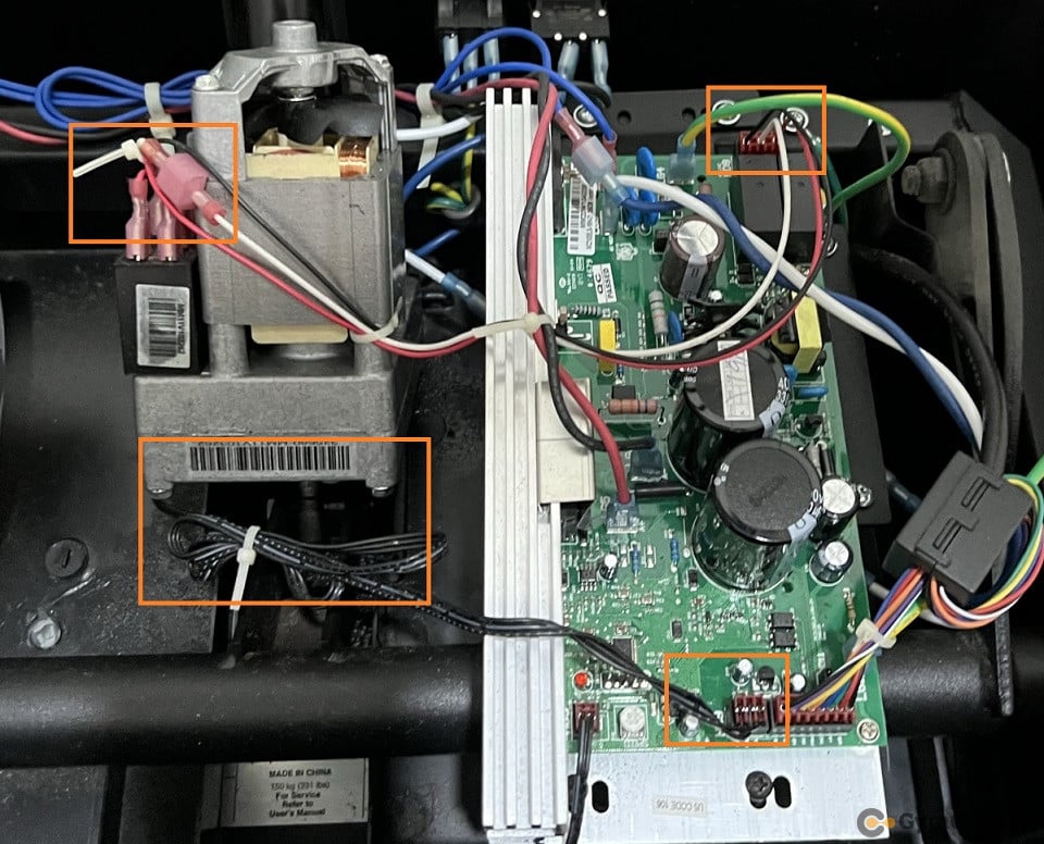 cable connections on nordictrack treadmill incline decline motor
