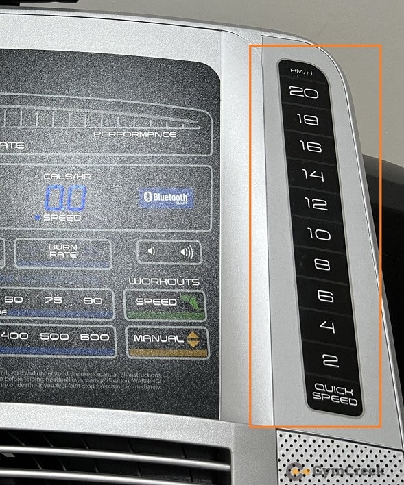 nordictrack treadmill quick speed buttons