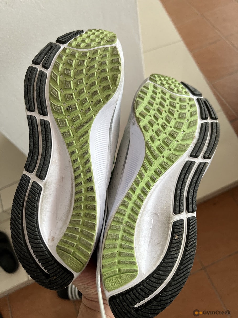 surface of running shoe