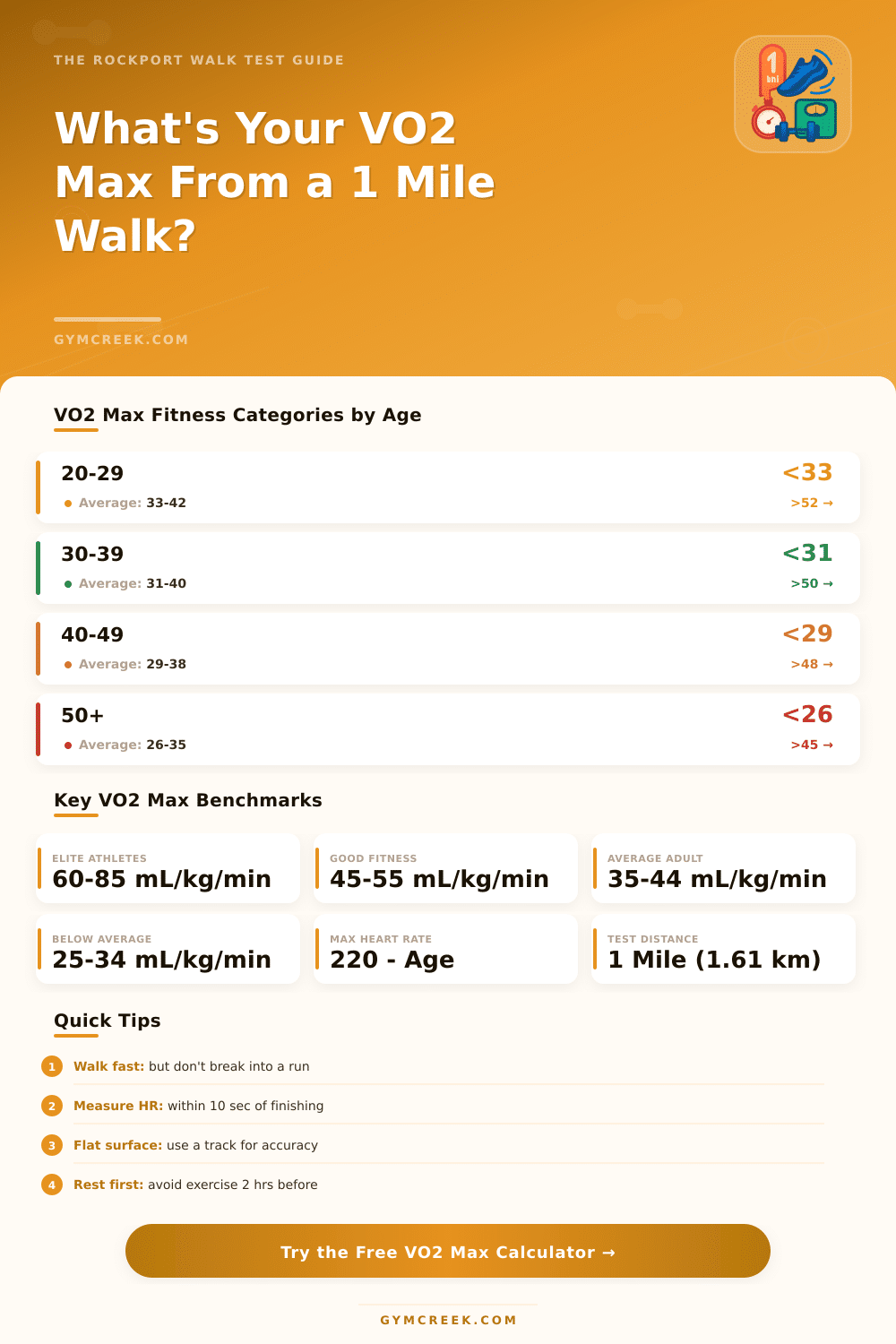 1 Mile Walk Test VO2 Max Calculator – Estimate Your Fitness