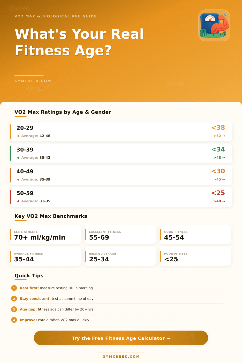Fitness Age Calculator: Find Your VO2 Max & Biological Age