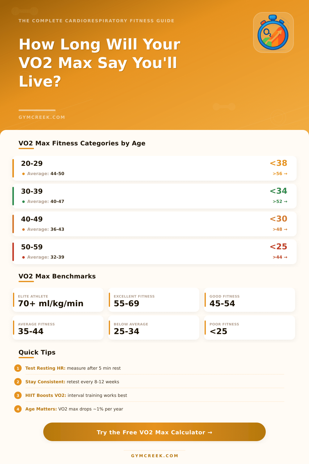 VO2 Max Life Expectancy Calculator: Estimate Your Longevity