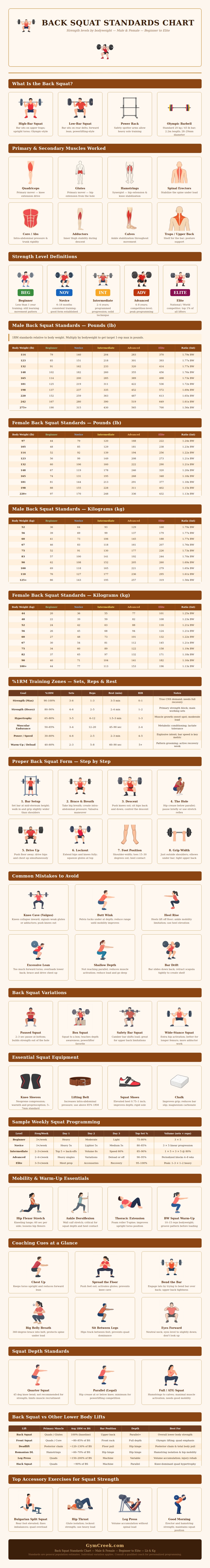 Back Squat Standards Chart