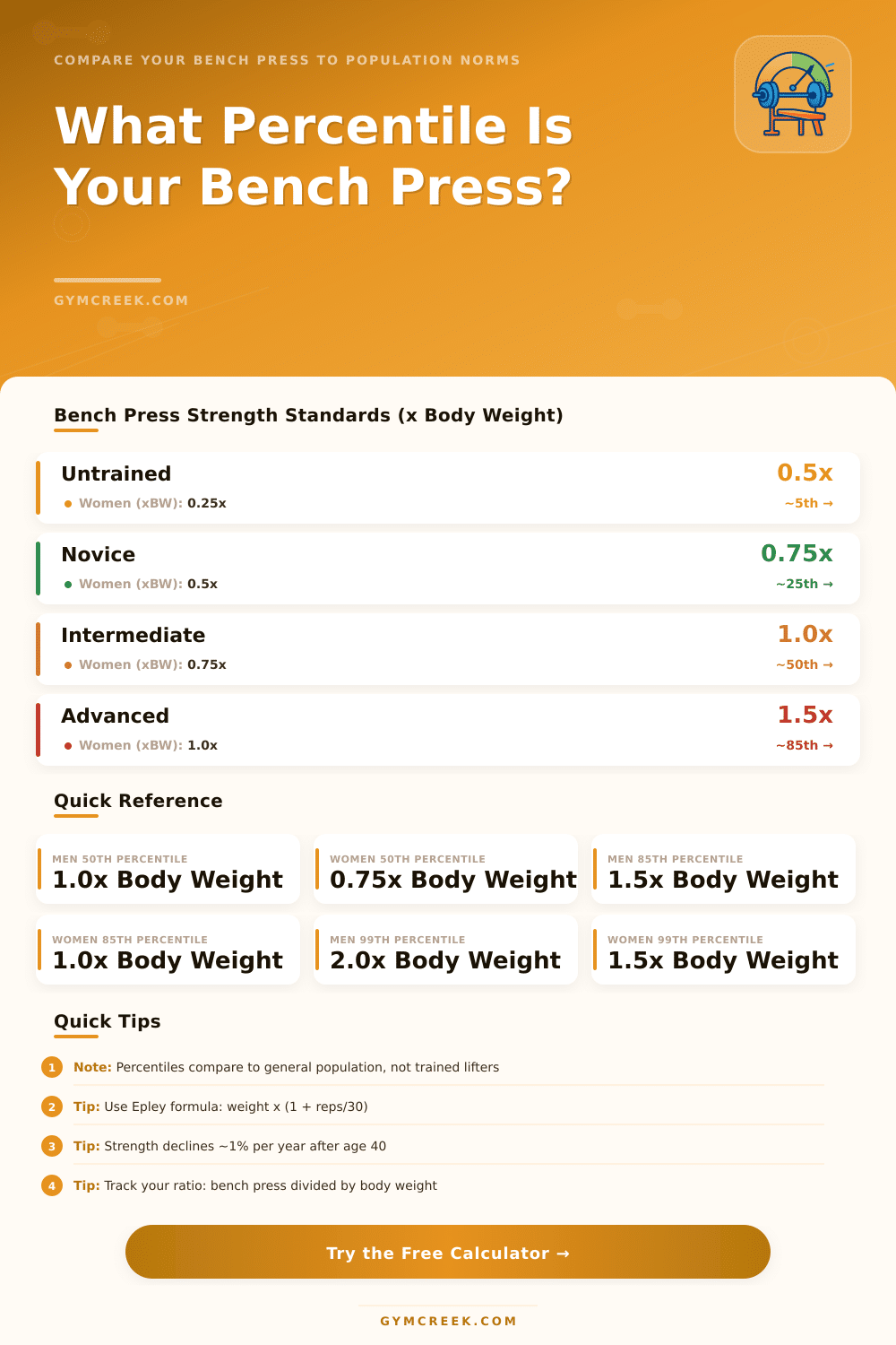 Bench Press Percentile Calculator | Find Your Rank