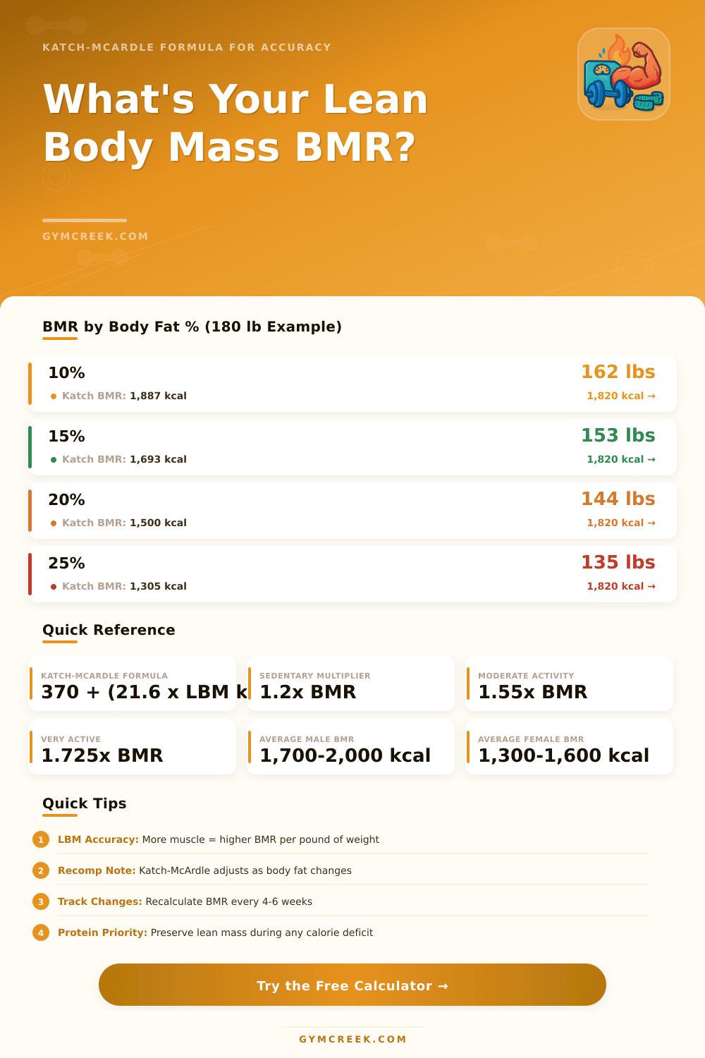 BMR Calculator Lean Body Mass | Katch-McArdle
