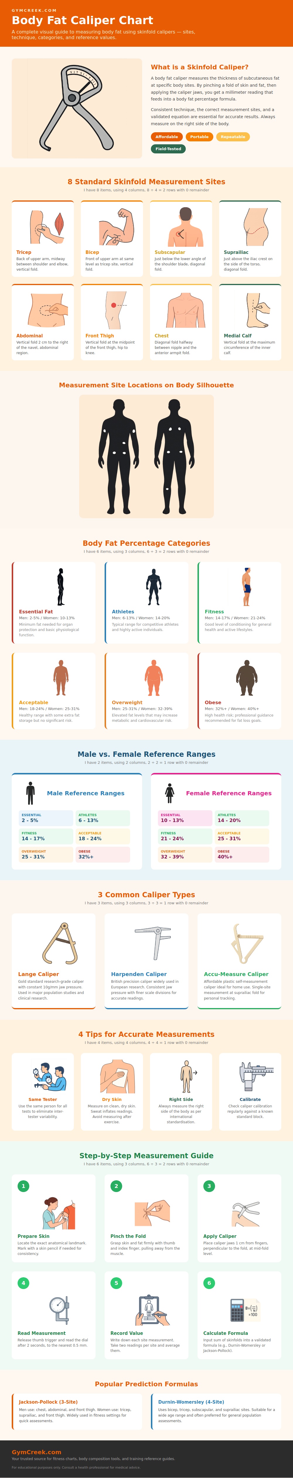 Body Fat Caliper Chart