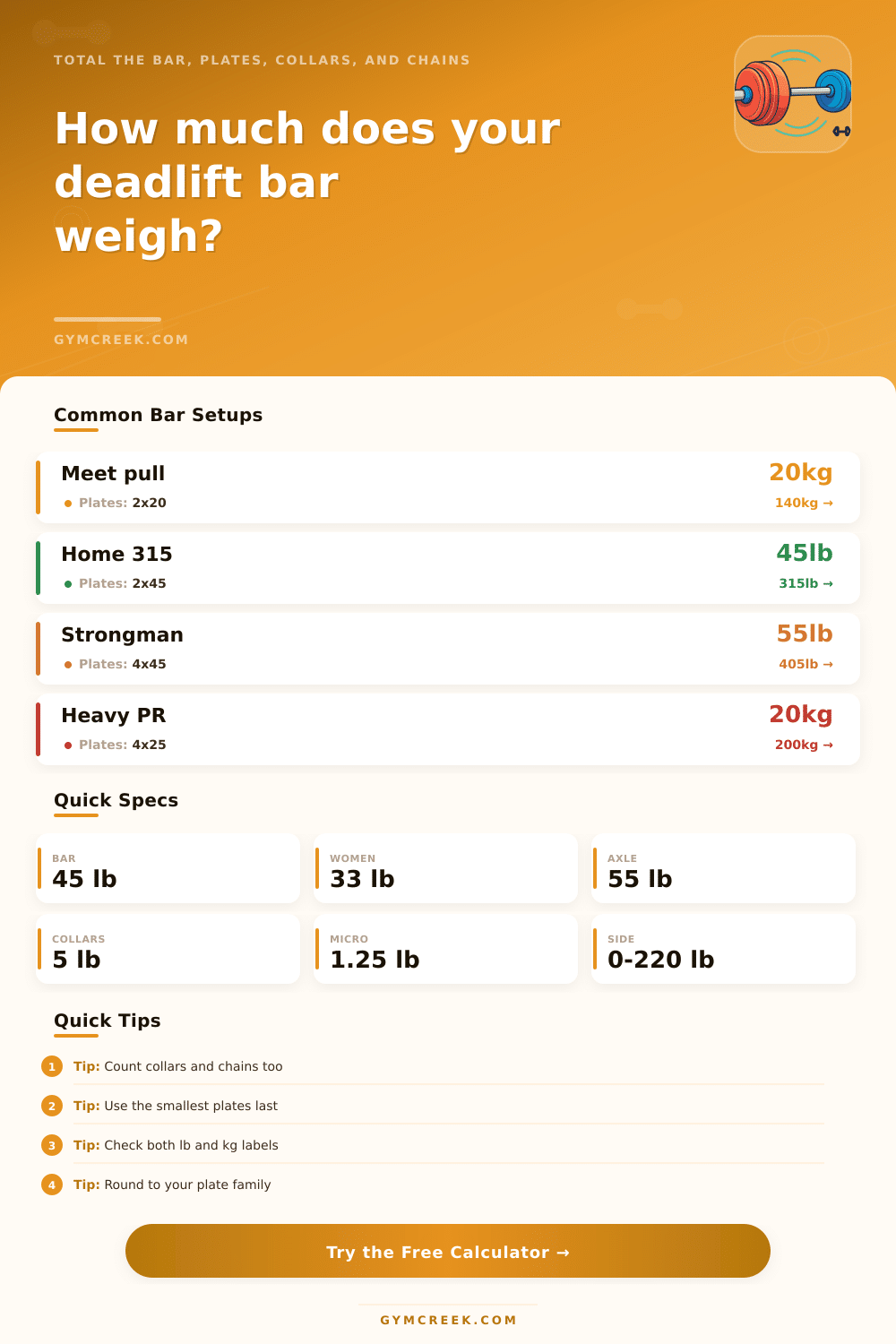Deadlift Bar Weight Calculator