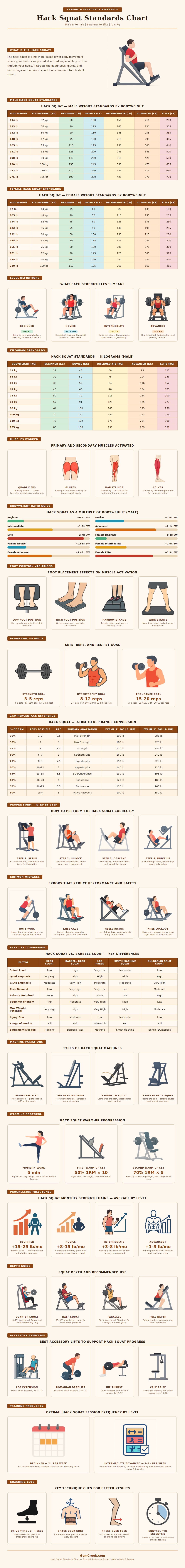 Hack Squat Standards Chart - GymCreek