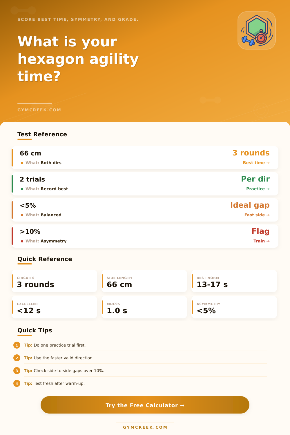 Hexagon Agility Test Calculator