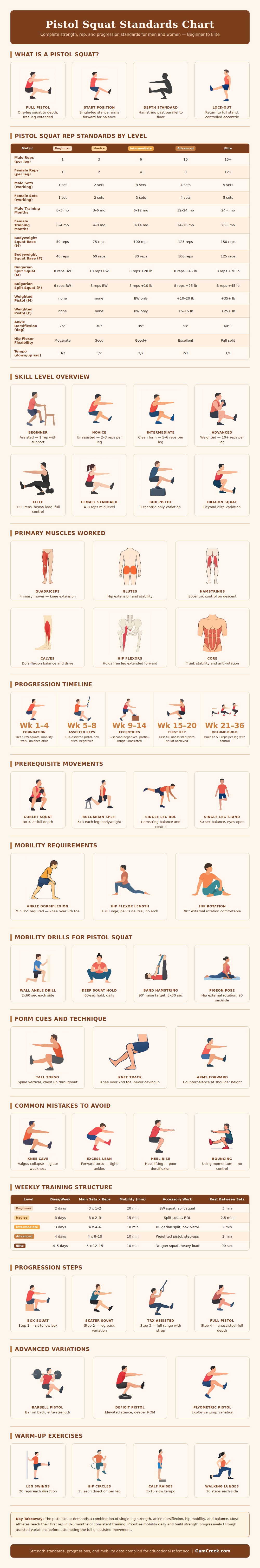 Pistol Squat Standards Chart