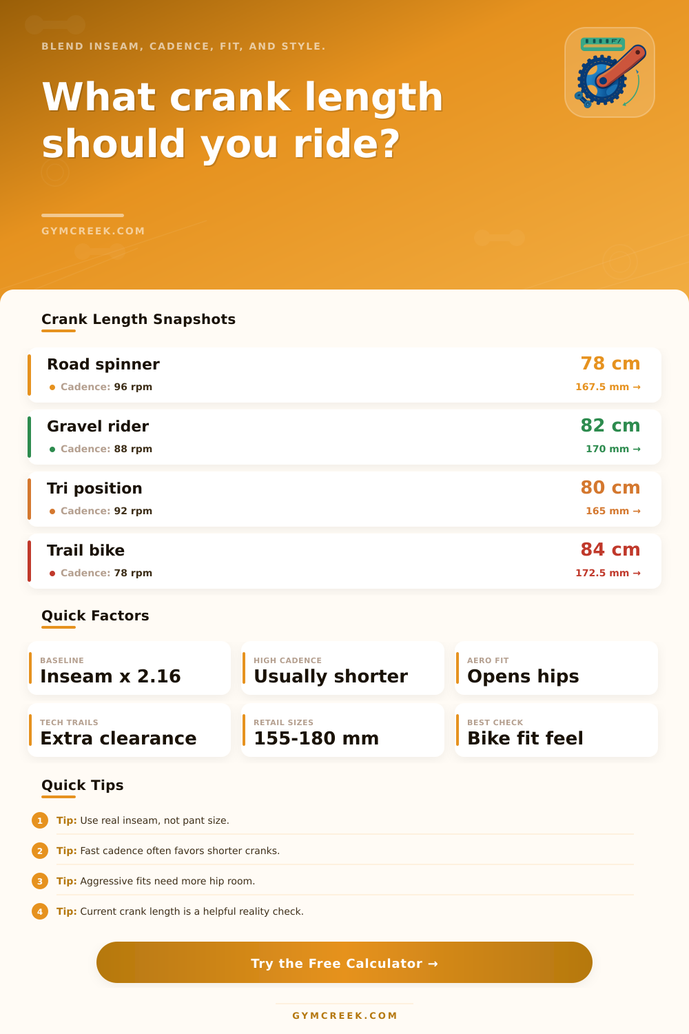 Bicycle Crank Length Calculator