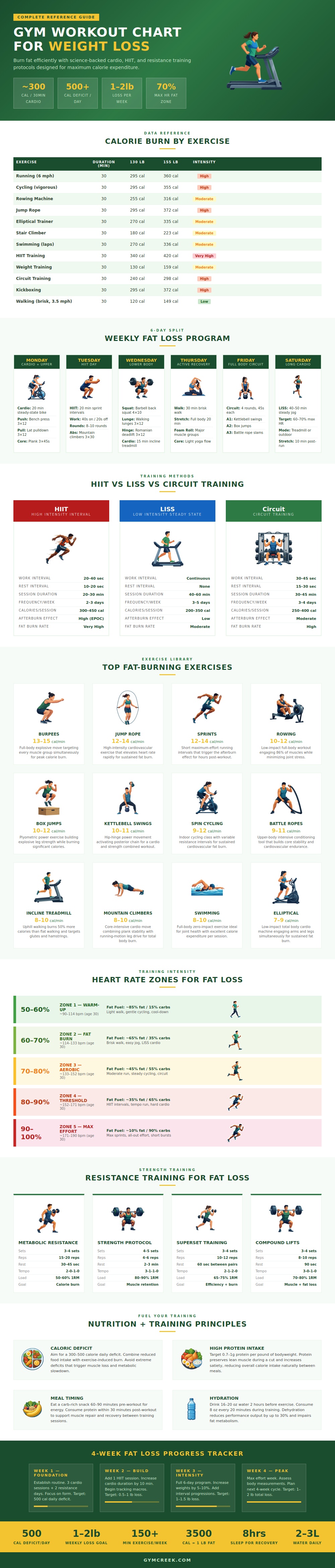 Gym Workout Chart For Weight Loss