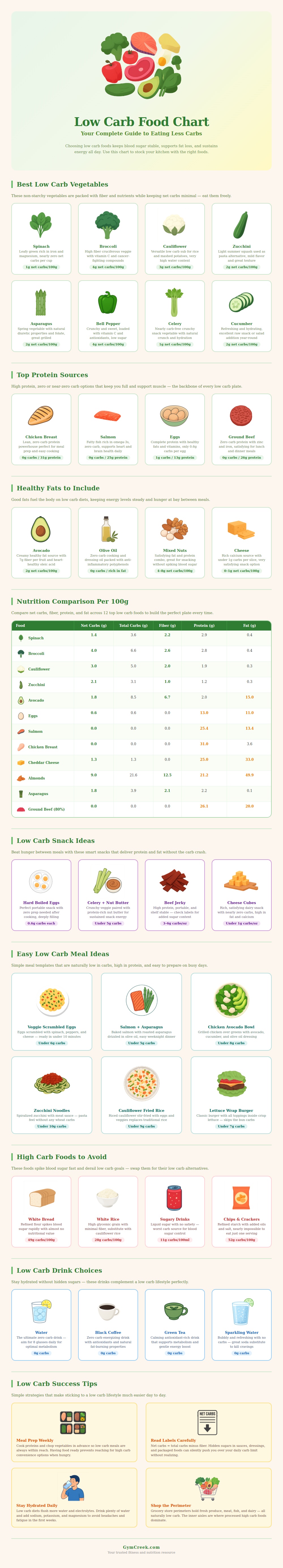 Low Carb Food Chart