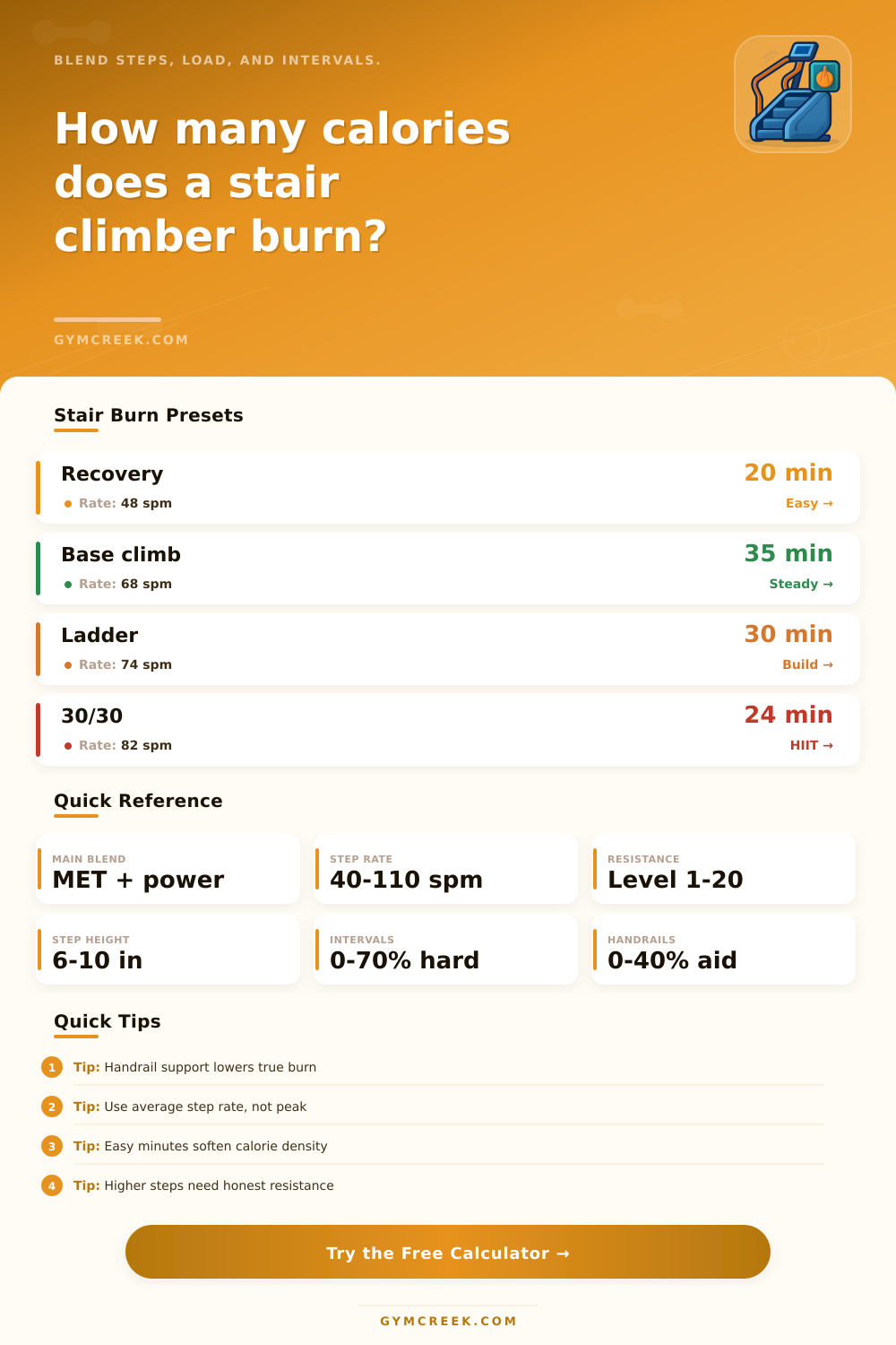Stair Climber Calorie Calculator