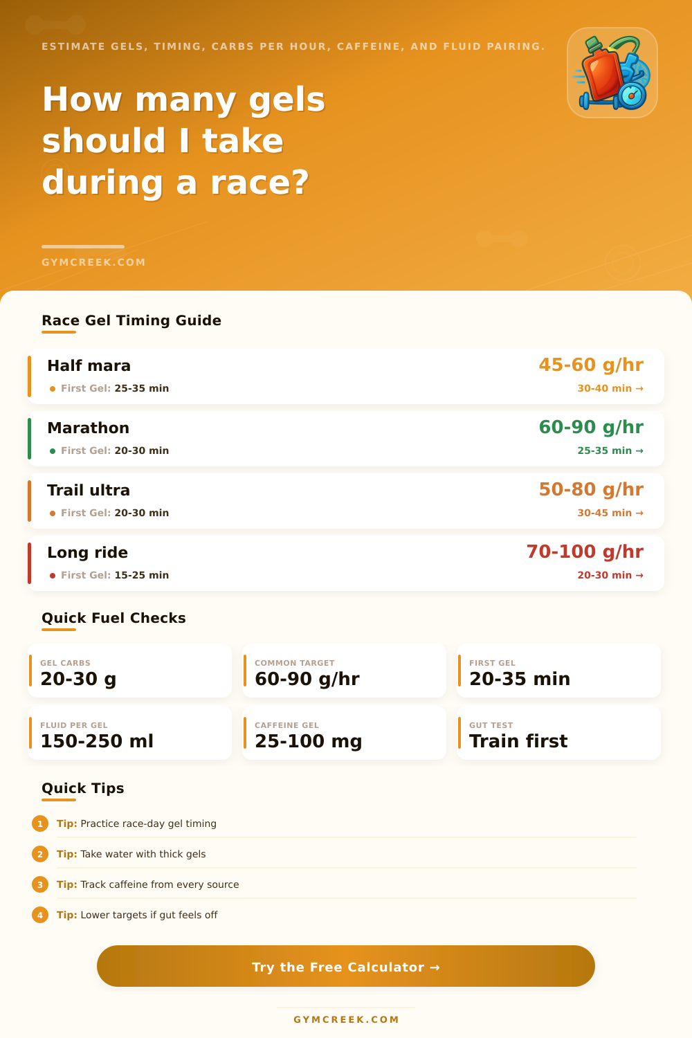 Gel Intake During Race Calculator