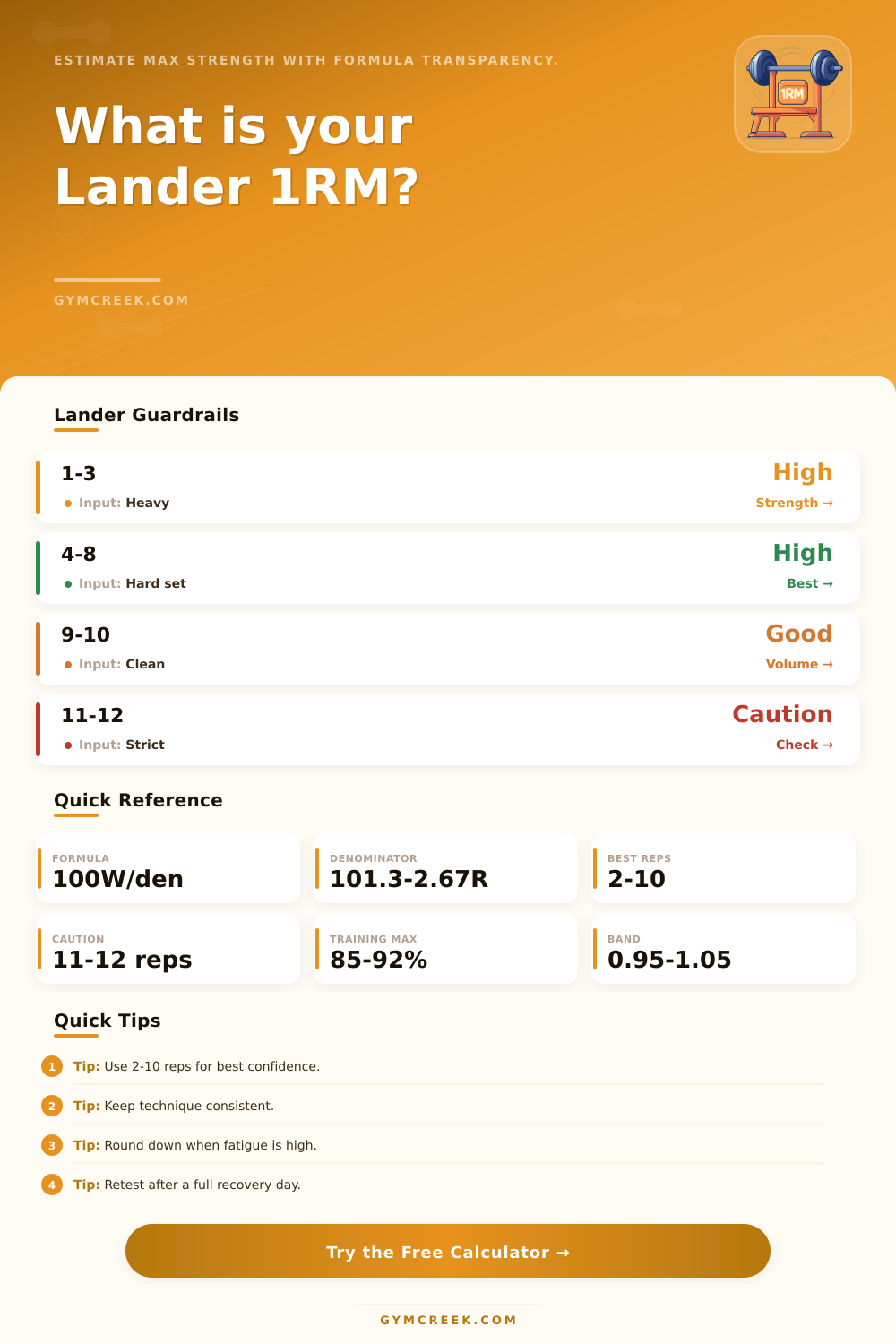 Lander 1RM Calculator