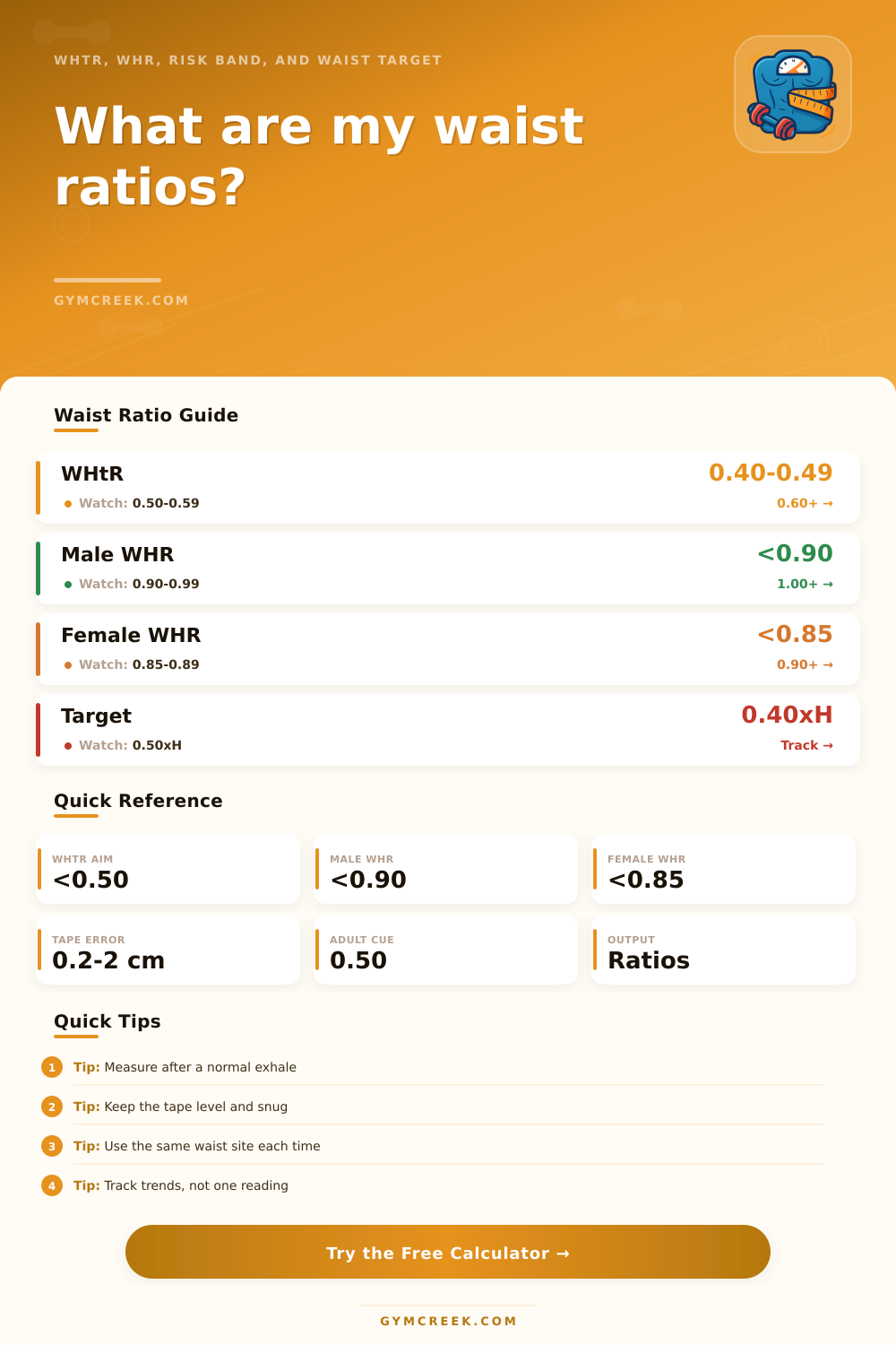 Waist Hip Height Ratio Calculator
