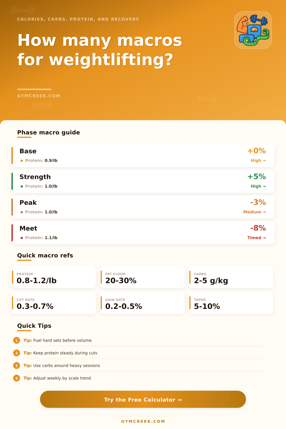 Weightlifting Macros Calculator for Training Phases
