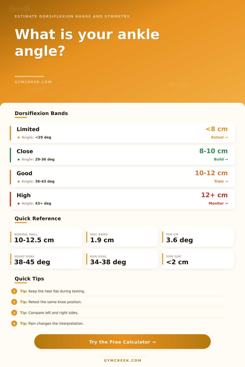 Ankle Dorsiflexion Angle Calculator
