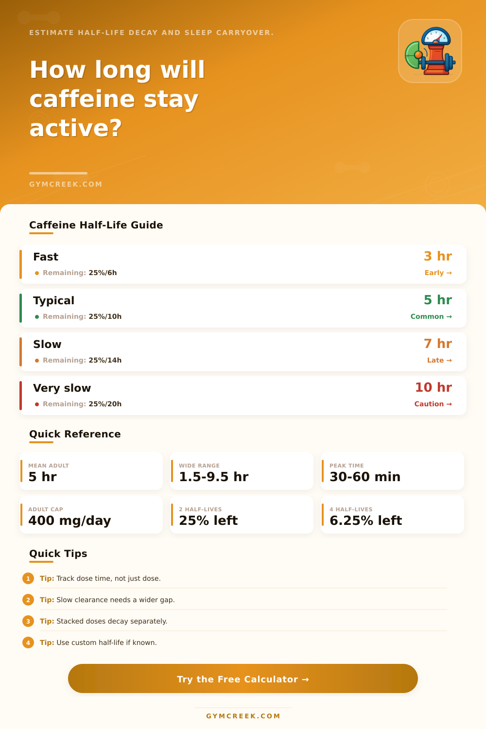 Caffeine Half-Life Calculator