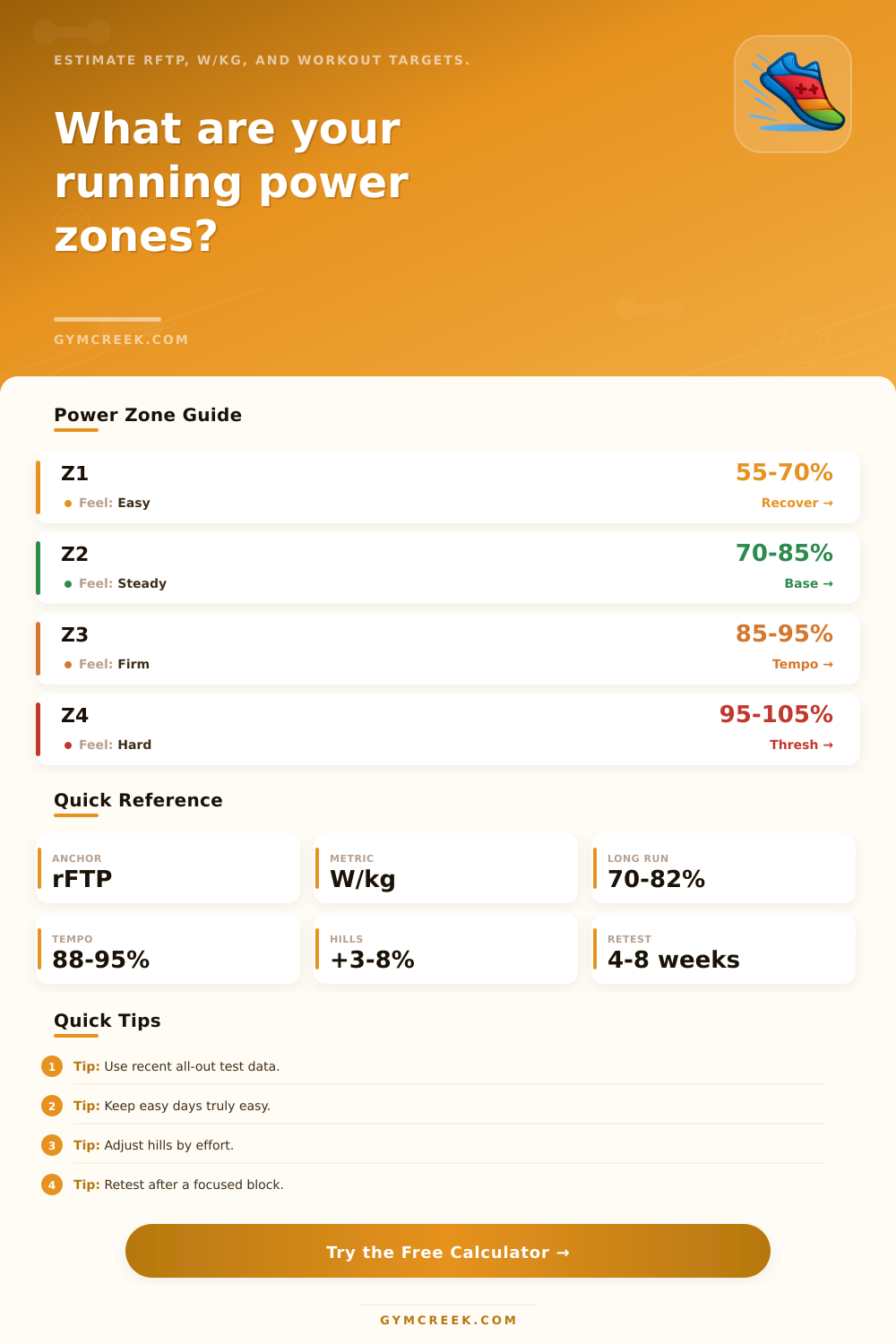 Running Power Zones Calculator