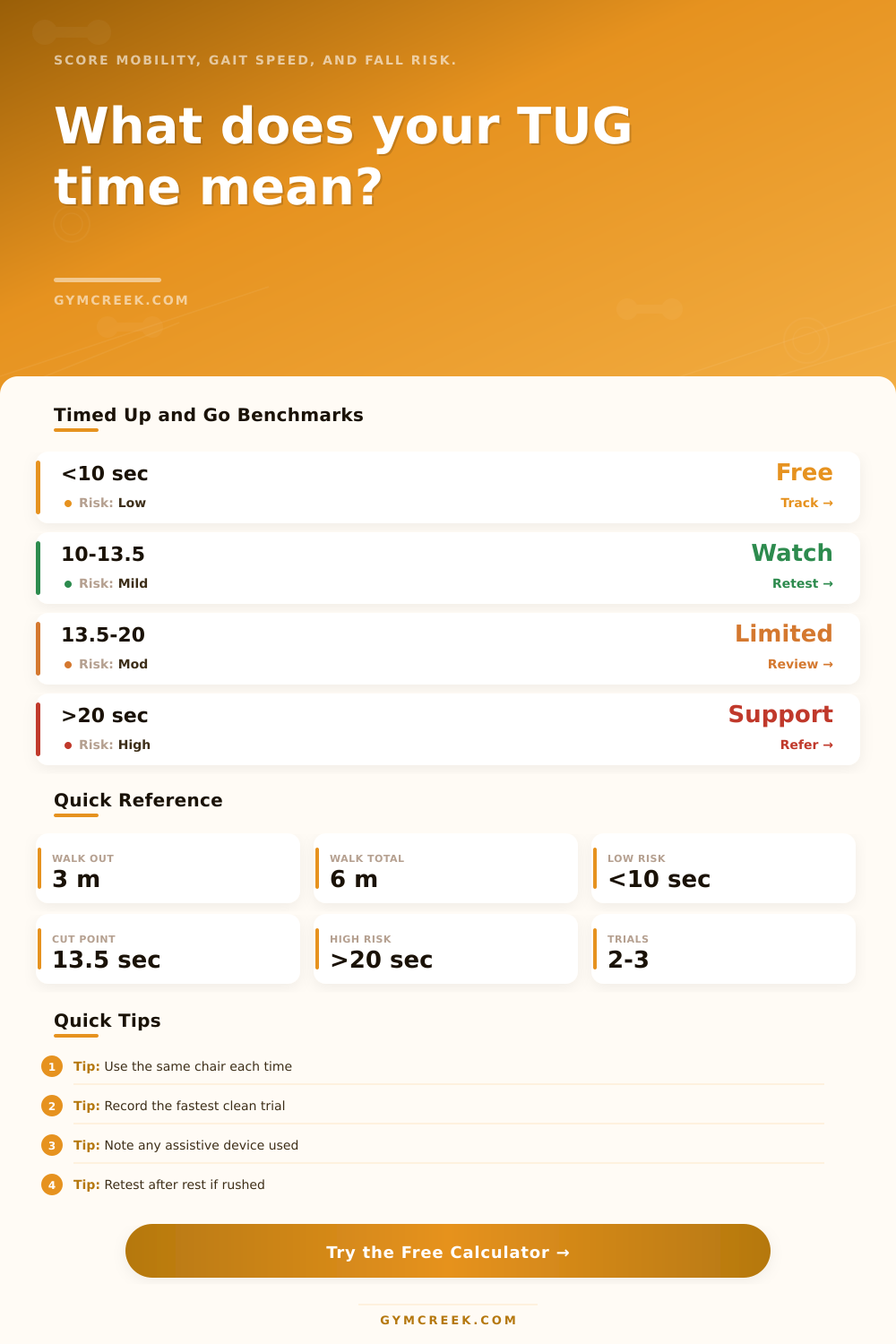 Timed Up and Go Calculator for Mobility